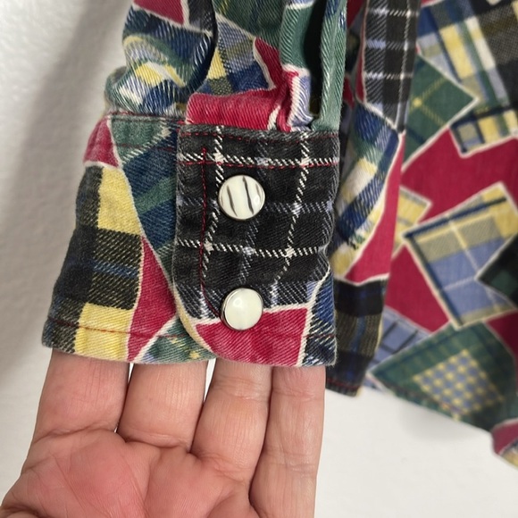 Guess George's Marciano Vintage Women's Flannel Western Multi Shirt Size Medium - Picture 6 of 7